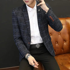 Men Suit Blazers Jackets New Spring Autumn Plaid Casual Suits Jackets Coats Business Formal Wear Men Slim Fit Blazers Size 5XL - SHOWLU FASHION STORE