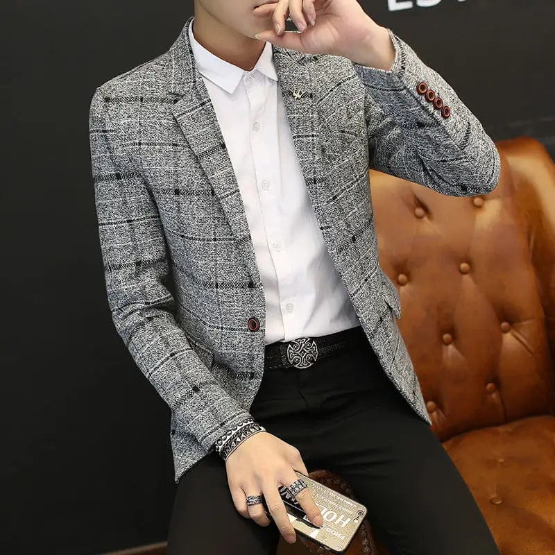 Men Suit Blazers Jackets New Spring Autumn Plaid Casual Suits Jackets Coats Business Formal Wear Men Slim Fit Blazers Size 5XL - SHOWLU FASHION STORE
