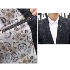 Men Suit Blazers Jackets New Spring Autumn Plaid Casual Suits Jackets Coats Business Formal Wear Men Slim Fit Blazers Size 5XL - SHOWLU FASHION STORE