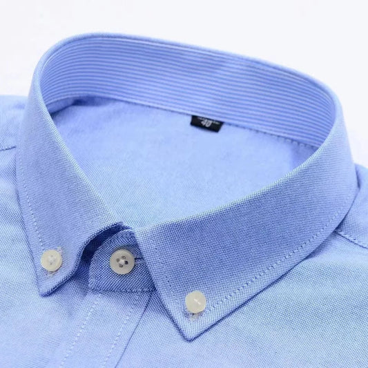 Men's 100% Cotton Shirt Long Sleeve Plaid Oxford Casual Solid Color Print Regular Fit Formal Dress Shirt Oversized 7XL 6XL 5XL - SHOWLU FASHION STORE