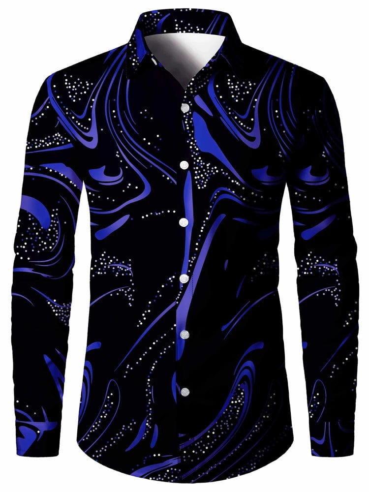 Men's 3D Textured Printed Casual Shirt Buttoned Long Sleeve Autumn Versatile Lapel Luxury Fashion Long Sleeve Shirt Party Dresse - SHOWLU FASHION STORE