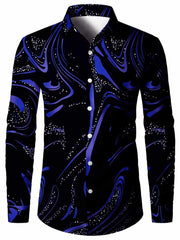 Men's 3D Textured Printed Casual Shirt Buttoned Long Sleeve Autumn Versatile Lapel Luxury Fashion Long Sleeve Shirt Party Dresse - SHOWLU FASHION STORE