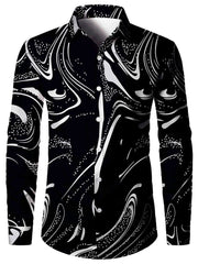 Men's 3D Textured Printed Casual Shirt Buttoned Long Sleeve Autumn Versatile Lapel Luxury Fashion Long Sleeve Shirt Party Dresse - SHOWLU FASHION STORE