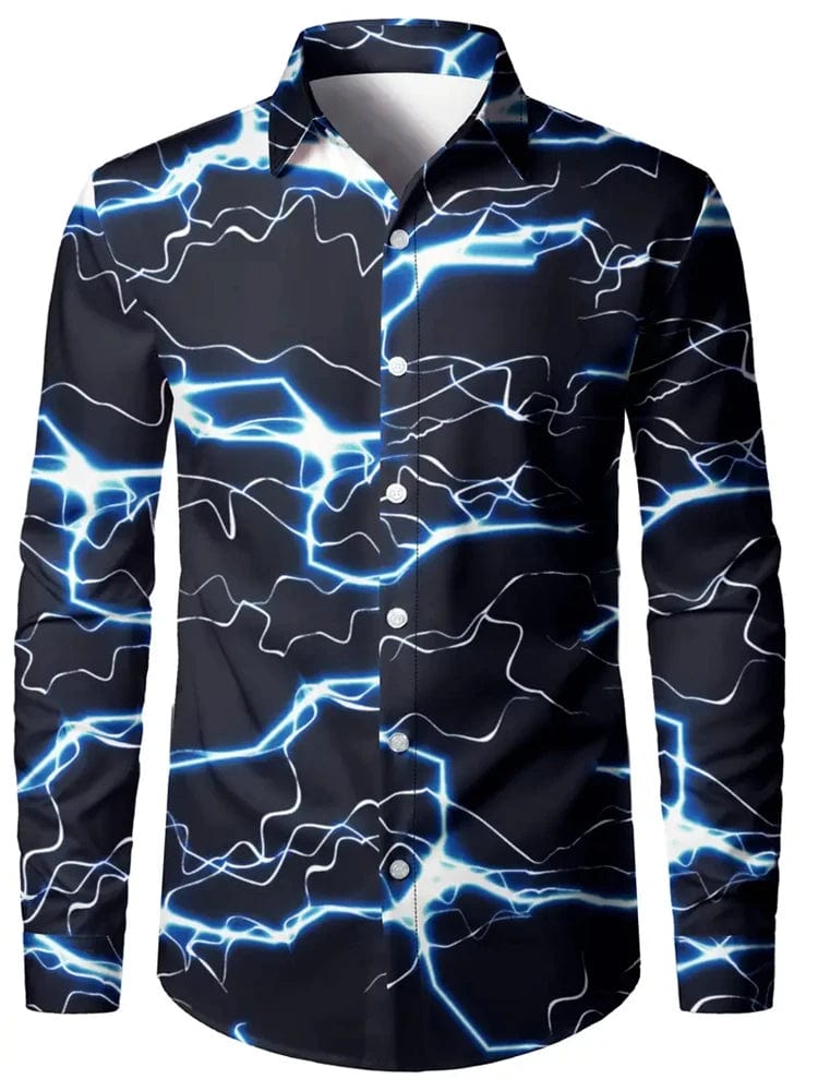 Men's 3D Textured Printed Casual Shirt Buttoned Long Sleeve Autumn Versatile Lapel Luxury Fashion Long Sleeve Shirt Party Dresse - SHOWLU FASHION STORE