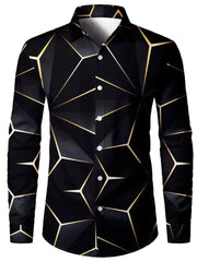 Men's 3D Textured Printed Casual Shirt Buttoned Long Sleeve Autumn Versatile Lapel Luxury Fashion Long Sleeve Shirt Party Dresse - SHOWLU FASHION STORE