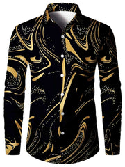 Men's 3D Textured Printed Casual Shirt Buttoned Long Sleeve Autumn Versatile Lapel Luxury Fashion Long Sleeve Shirt Party Dresse - SHOWLU FASHION STORE