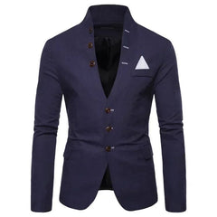 Men's Blazer Multi - button Decoration Casual Stand - up Collar Male Blazer Fashion Slim Solid Color Suit Jacket Dress Stage Party - SHOWLU FASHION STORE