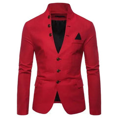 Men's Blazer Multi - button Decoration Casual Stand - up Collar Male Blazer Fashion Slim Solid Color Suit Jacket Dress Stage Party - SHOWLU FASHION STORE