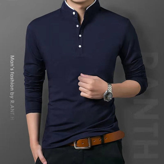 Men's Business Casual Polo Long Sleeve T-shirt Summer Comfortable and Breathable Top - SHOWLU FASHION STORE