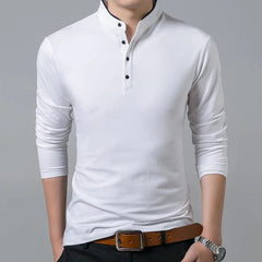 Men's Business Casual Polo Long Sleeve T-shirt Summer Comfortable and Breathable Top - SHOWLU FASHION STORE