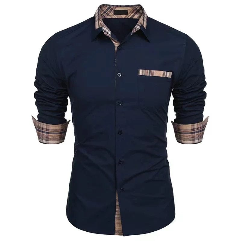Men's casual long - sleeved shirt business travel Men design simple, fashionable solid color shirt, large size XS - 6XL fast deliver - SHOWLU FASHION STORE