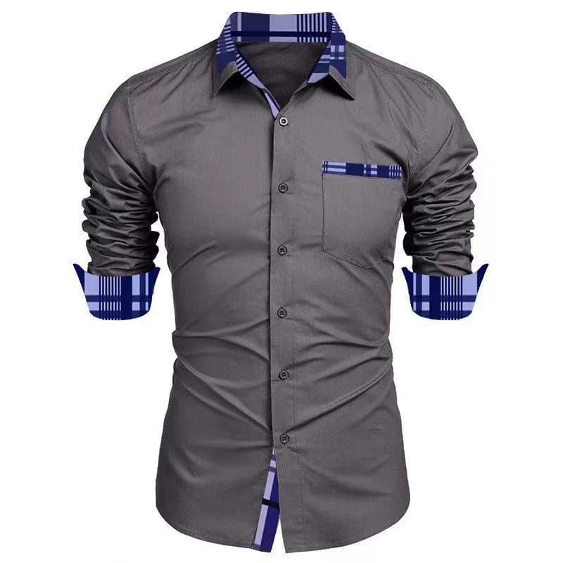 Men's casual long - sleeved shirt business travel Men design simple, fashionable solid color shirt, large size XS - 6XL fast deliver - SHOWLU FASHION STORE