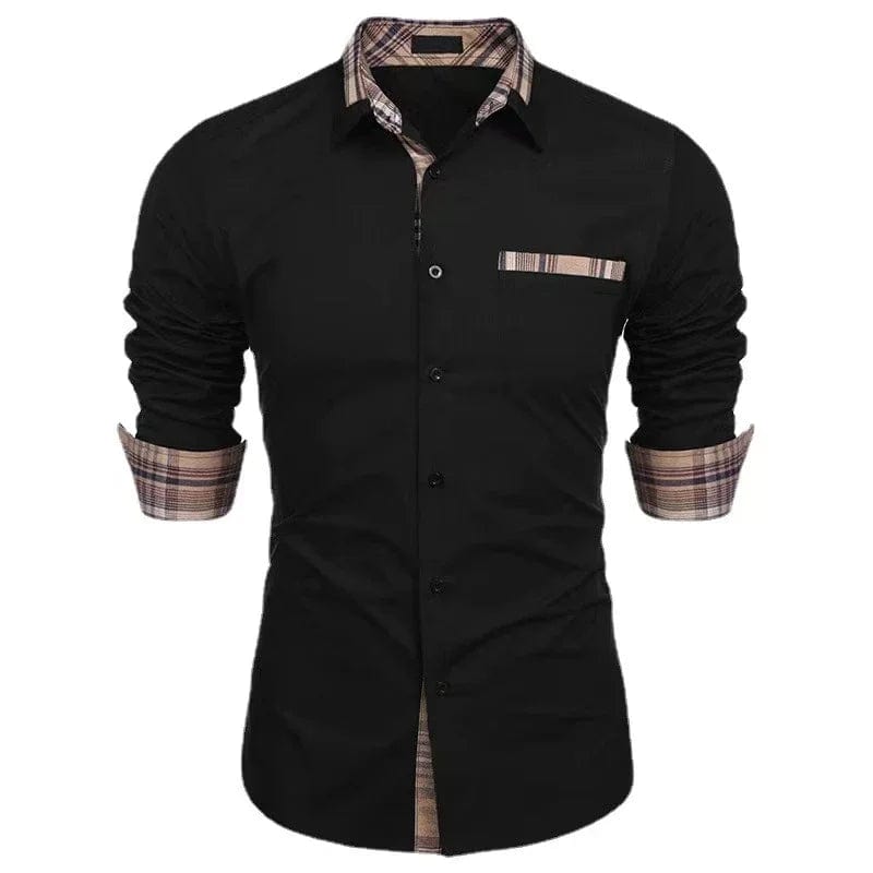 Men's casual long - sleeved shirt business travel Men design simple, fashionable solid color shirt, large size XS - 6XL fast deliver - SHOWLU FASHION STORE