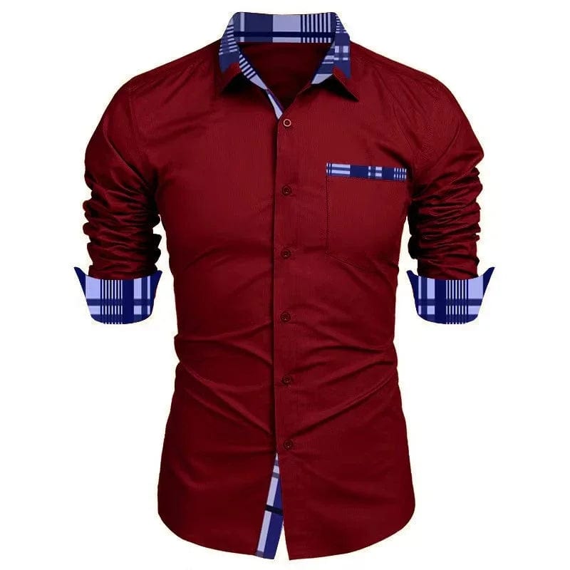 Men's casual long - sleeved shirt business travel Men design simple, fashionable solid color shirt, large size XS - 6XL fast deliver - SHOWLU FASHION STORE