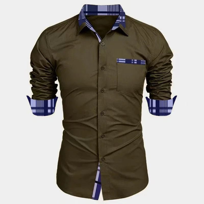 Men's casual long - sleeved shirt business travel Men design simple, fashionable solid color shirt, large size XS - 6XL fast deliver - SHOWLU FASHION STORE