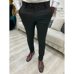Men's Casual Pants Soft Tight Stretch Trousers For Business Social Office Workers Interview Party Wedding Men's Suit Pants S - 3XL - SHOWLU FASHION STORE