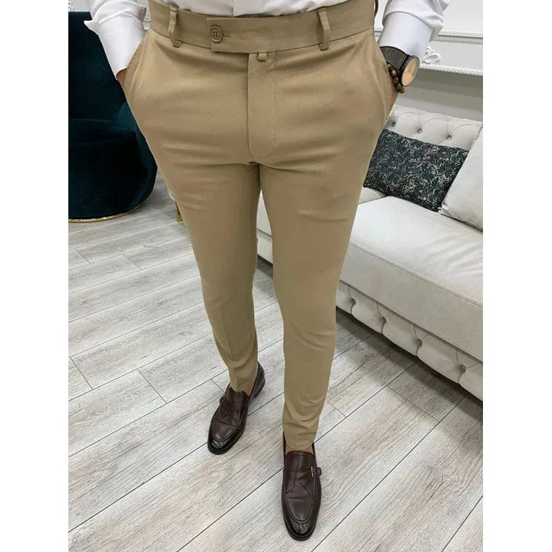 Men's Casual Pants Soft Tight Stretch Trousers For Business Social Office Workers Interview Party Wedding Men's Suit Pants S - 3XL - SHOWLU FASHION STORE