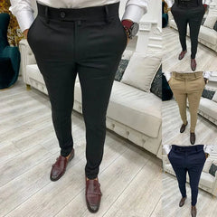 Men's Casual Pants Soft Tight Stretch Trousers For Business Social Office Workers Interview Party Wedding Men's Suit Pants S - 3XL - SHOWLU FASHION STORE