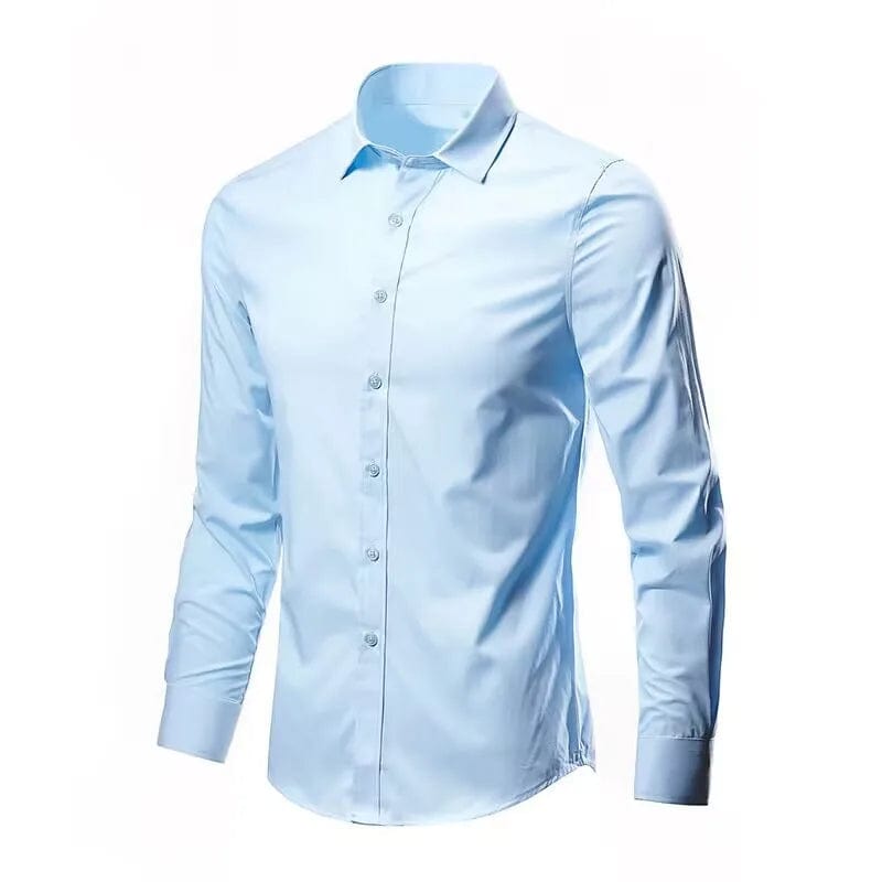 Men's Elastic Spring And Autumn New long Sleeve Shirt Anti - wrinkle Free ironing Business Comfort Fashion Breathable Slim - SHOWLU FASHION STORE