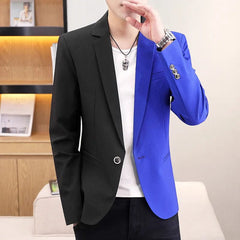Men's Fashion Colorblock blazer Youth Autumn New Casual Dual - Color Patchwork Trendy Handsome blazer jacket - SHOWLU FASHION STORE