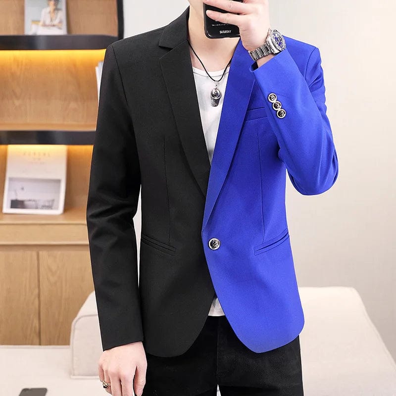 Men's Fashion Colorblock blazer Youth Autumn New Casual Dual - Color Patchwork Trendy Handsome blazer jacket - SHOWLU FASHION STORE