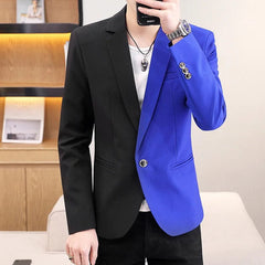 Men's Fashion Colorblock blazer Youth Autumn New Casual Dual - Color Patchwork Trendy Handsome blazer jacket - SHOWLU FASHION STORE
