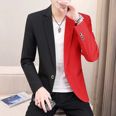 Men's Fashion Colorblock blazer Youth Autumn New Casual Dual - Color Patchwork Trendy Handsome blazer jacket - SHOWLU FASHION STORE