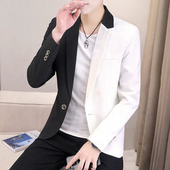 Men's Fashion Colorblock blazer Youth Autumn New Casual Dual - Color Patchwork Trendy Handsome blazer jacket - SHOWLU FASHION STORE