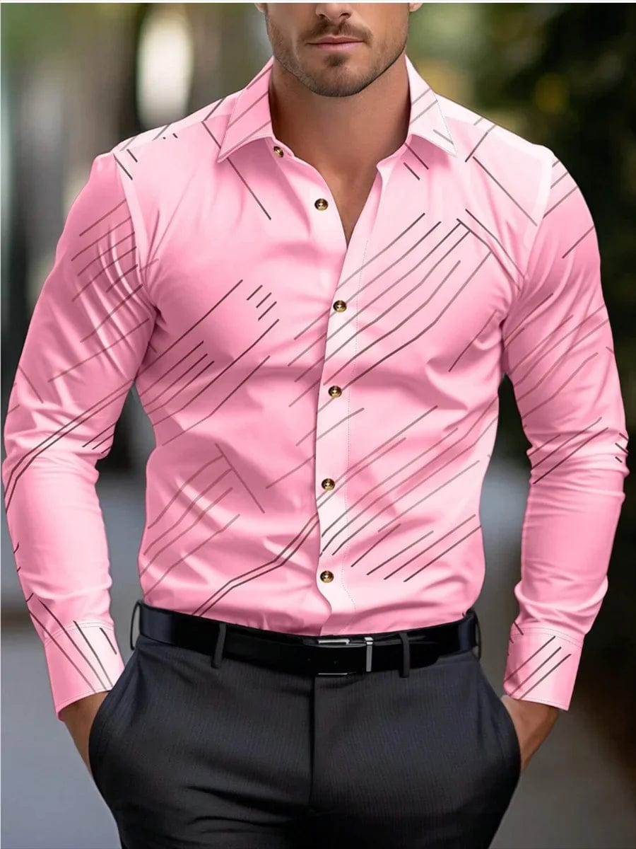 Men's formal shirt butt shirt long - sleeved stripe lapel spring, autumn, winter and summer casual shirt, large size XS - 6XL - SHOWLU FASHION STORE
