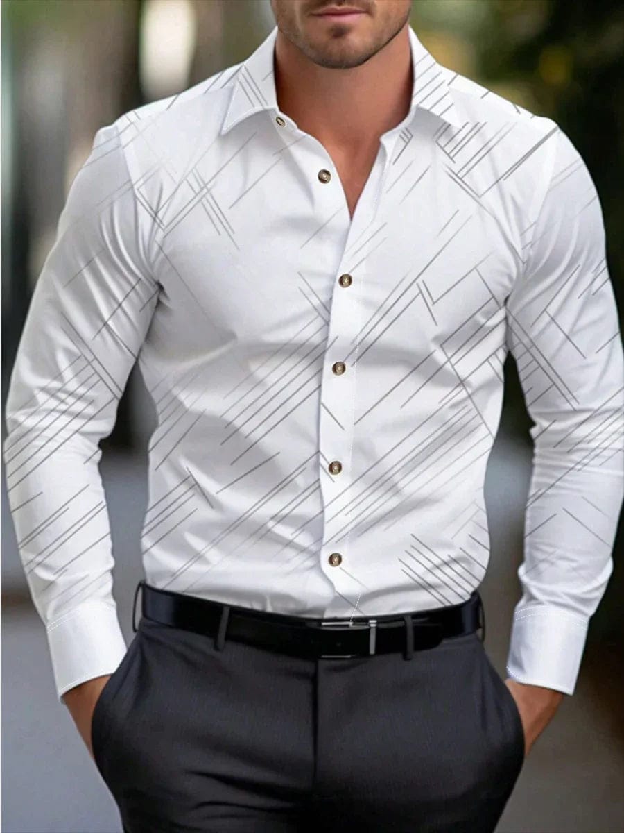 Men's formal shirt butt shirt long - sleeved stripe lapel spring, autumn, winter and summer casual shirt, large size XS - 6XL - SHOWLU FASHION STORE