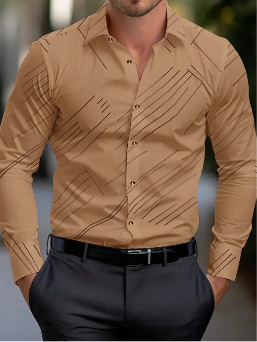 Men's formal shirt butt shirt long - sleeved stripe lapel spring, autumn, winter and summer casual shirt, large size XS - 6XL - SHOWLU FASHION STORE