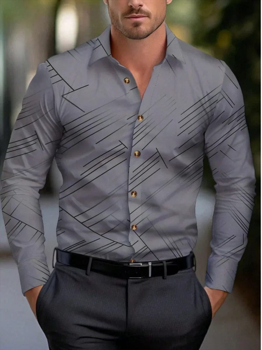 Men's formal shirt butt shirt long - sleeved stripe lapel spring, autumn, winter and summer casual shirt, large size XS - 6XL - SHOWLU FASHION STORE