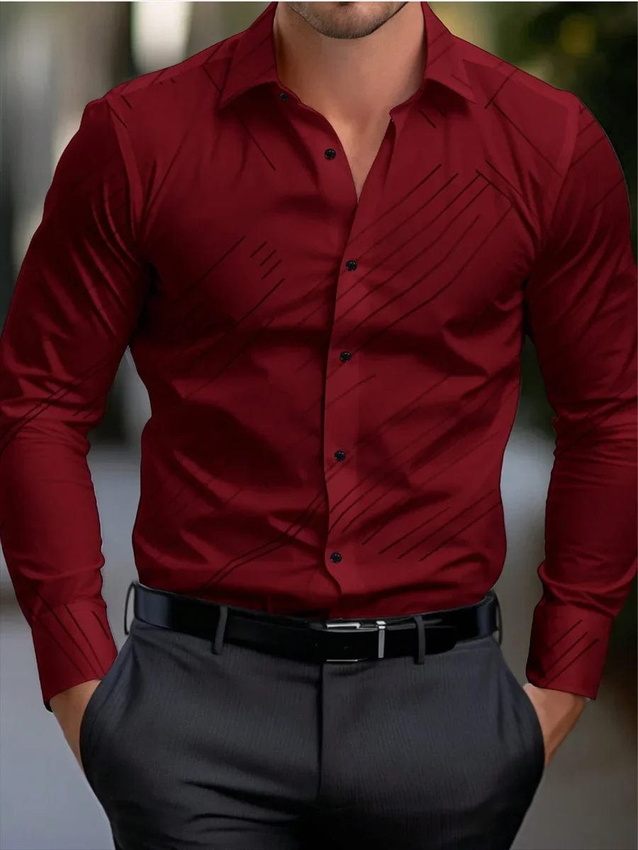 Men's formal shirt butt shirt long - sleeved stripe lapel spring, autumn, winter and summer casual shirt, large size XS - 6XL - SHOWLU FASHION STORE
