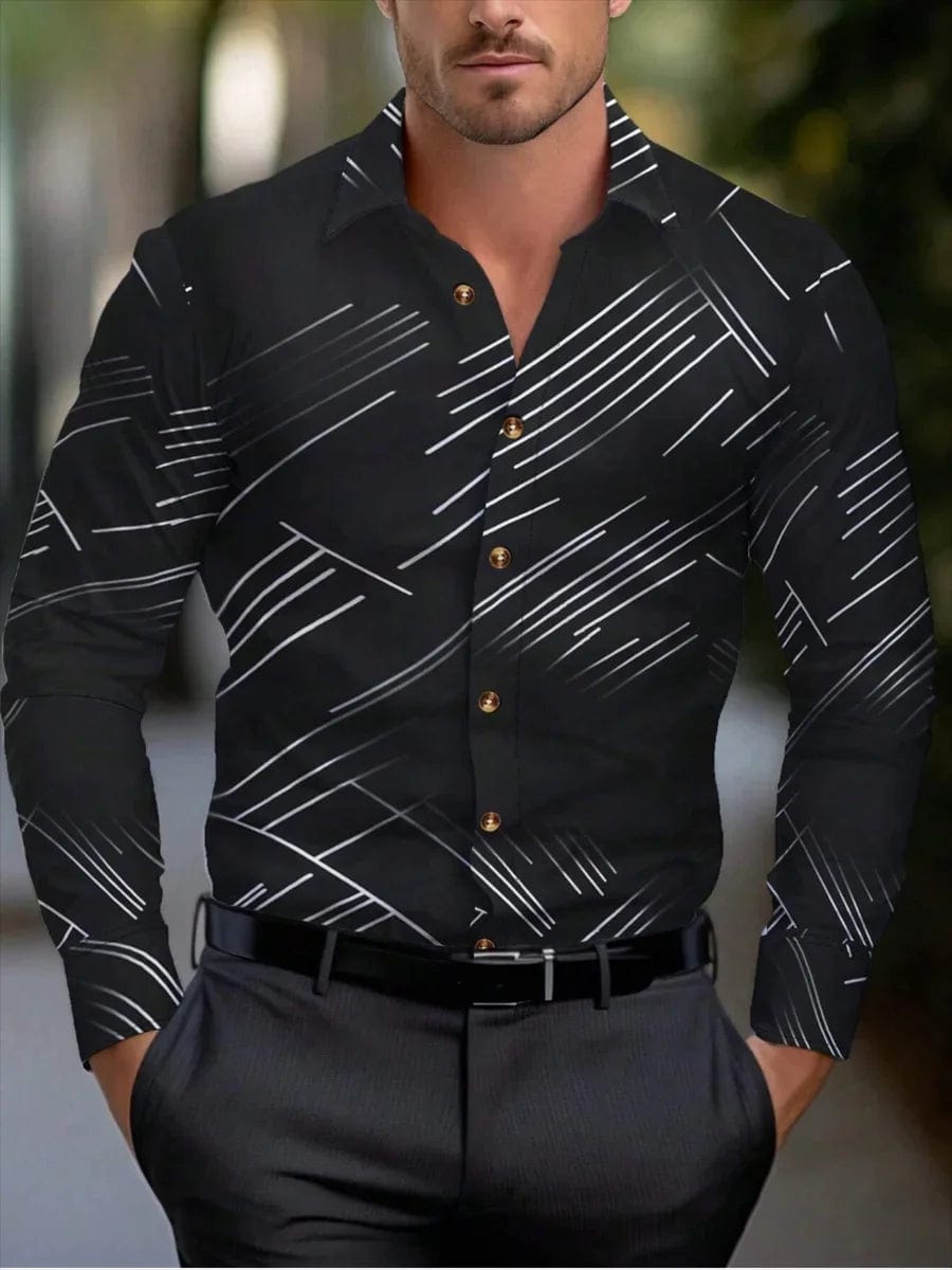 Men's formal shirt butt shirt long - sleeved stripe lapel spring, autumn, winter and summer casual shirt, large size XS - 6XL - SHOWLU FASHION STORE