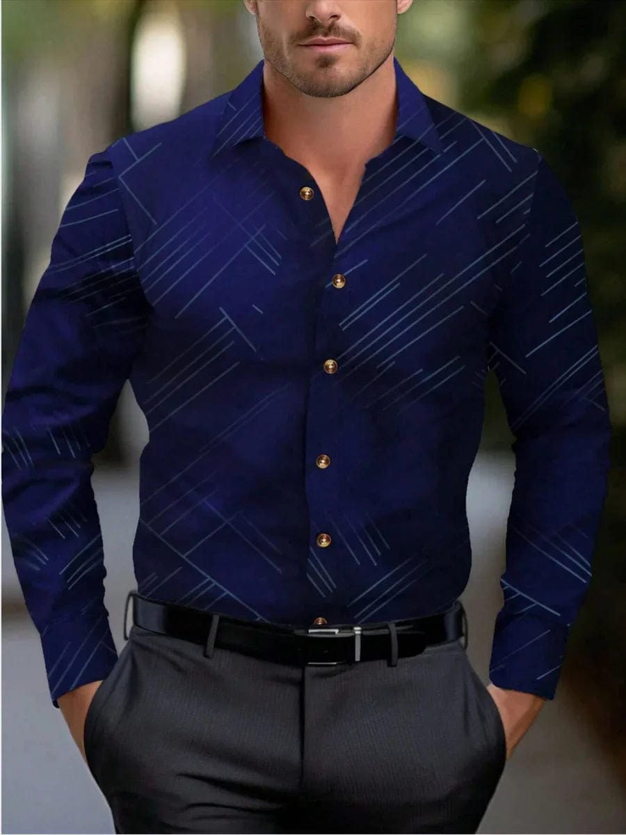 Men's formal shirt butt shirt long - sleeved stripe lapel spring, autumn, winter and summer casual shirt, large size XS - 6XL - SHOWLU FASHION STORE