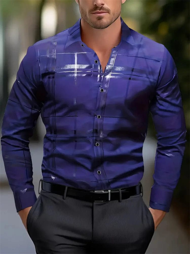 Men's Hawaiian Shirt Blue Striped Printed Shirt Fashion Elegant Summer Beach Shirt Temperament Streetwear Lapel Mens Clothing - SHOWLU FASHION STORE
