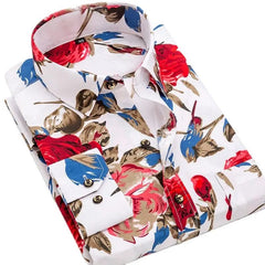 Men's Long Sleeve Printed Casual Shirt Fashion Trun - down Collar Wedding Party Shirts Soft Hawaiian Holiday Summer Shirt - SHOWLU FASHION STORE