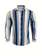 Men's long sleeved striped shirt with classic design, buttoned for business occasions, spring and autumn men's tops - SHOWLU FASHION STORE