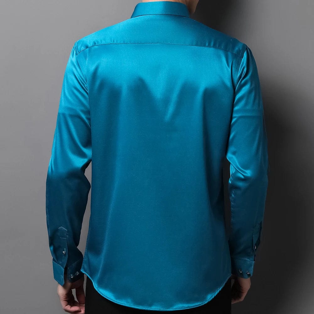 Men's Party Dance Diamond Button - down Dress Shirt Without Pocket Long Sleeve Slight Strech Smooth Wrinkle Free Casual Shirts - SHOWLU FASHION STORE