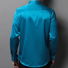 Men's Party Dance Diamond Button - down Dress Shirt Without Pocket Long Sleeve Slight Strech Smooth Wrinkle Free Casual Shirts - SHOWLU FASHION STORE