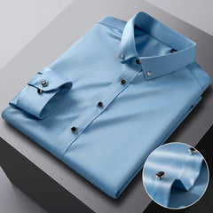 Men's Party Dance Diamond Button - down Dress Shirt Without Pocket Long Sleeve Slight Strech Smooth Wrinkle Free Casual Shirts - SHOWLU FASHION STORE