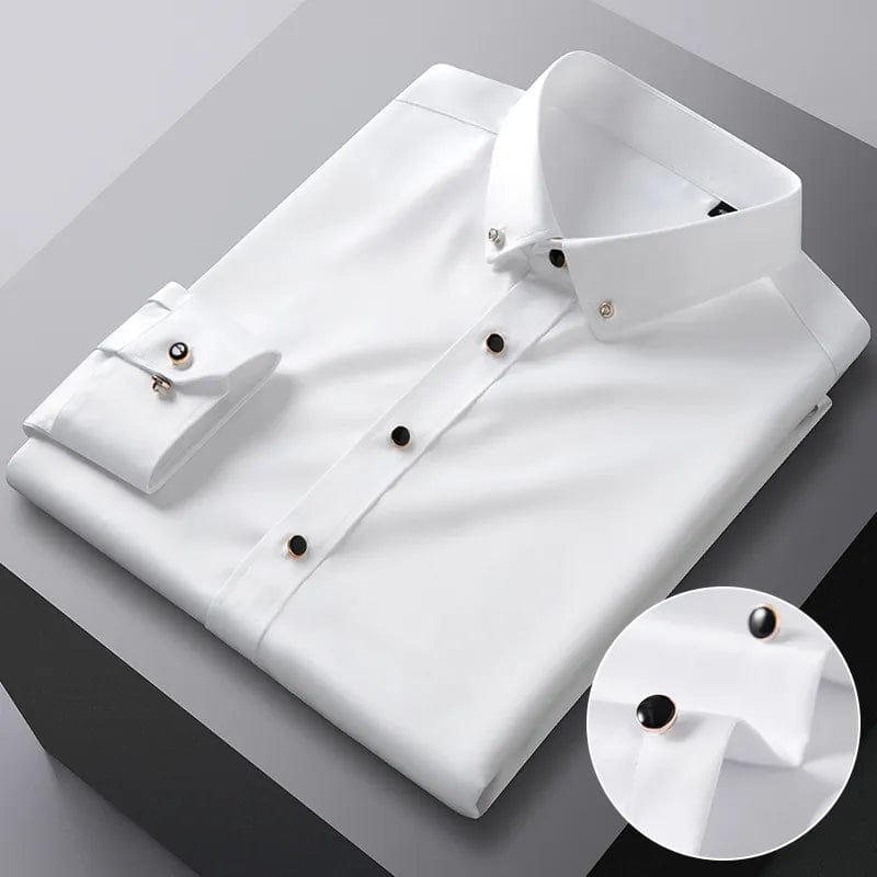 Men's Party Dance Diamond Button - down Dress Shirt Without Pocket Long Sleeve Slight Strech Smooth Wrinkle Free Casual Shirts - SHOWLU FASHION STORE