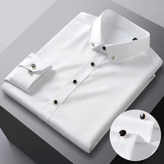 Men's Party Dance Diamond Button - down Dress Shirt Without Pocket Long Sleeve Slight Strech Smooth Wrinkle Free Casual Shirts - SHOWLU FASHION STORE