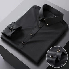 Men's Party Dance Diamond Button - down Dress Shirt Without Pocket Long Sleeve Slight Strech Smooth Wrinkle Free Casual Shirts - SHOWLU FASHION STORE