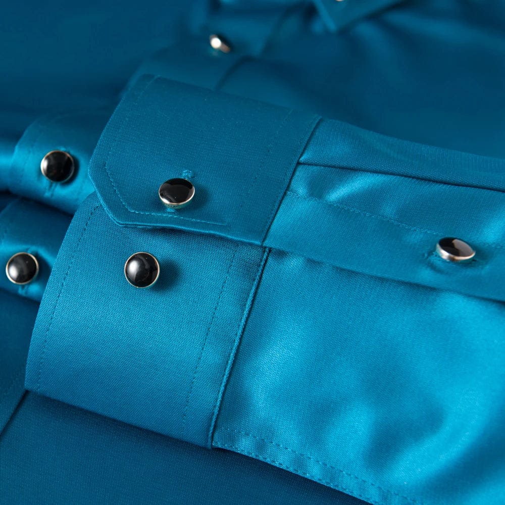 Men's Party Dance Diamond Button - down Dress Shirt Without Pocket Long Sleeve Slight Strech Smooth Wrinkle Free Casual Shirts - SHOWLU FASHION STORE