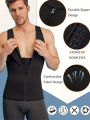 Men's Sculpting Body Shaper Vest - Ultimate Streamlined Compression Support, Tummy & Chest Sculpting, 2 - in - 1 Zipper Tank Top for Slimming and Confidence Boosting - SHOWLU FASHION STORE