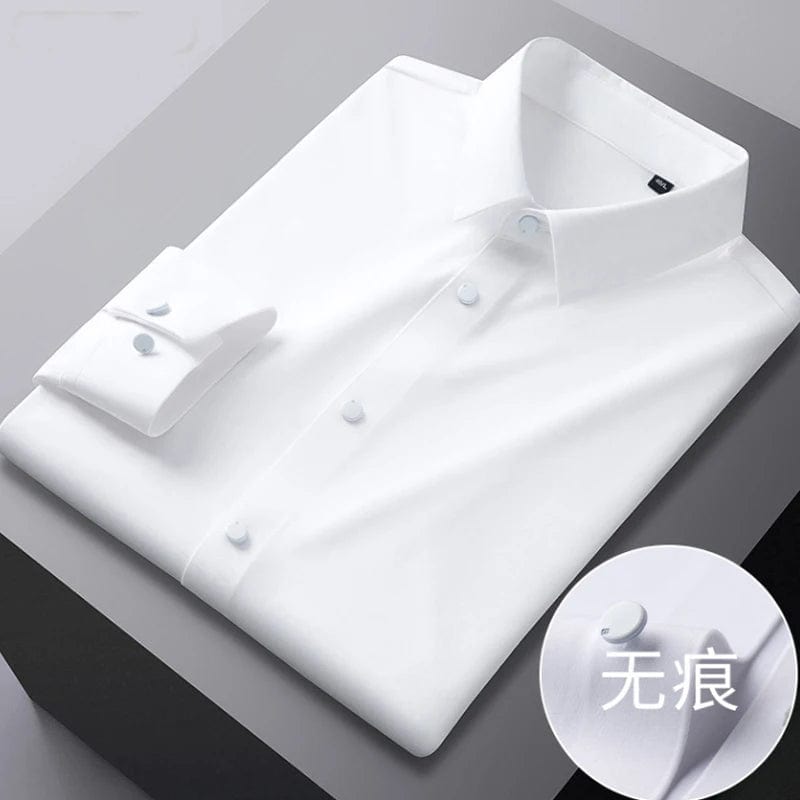 Men's shirt High elastic and traceless spring and autumn 2024 cotta new long - sleeved slim spandex non - ironing business leisure - SHOWLU FASHION STORE