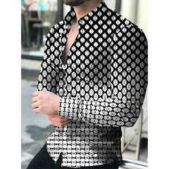 Men's shirt long sleeve gradient lapel buttoned top green black blue purple red daily vacation fashion casual breathable XS - 6XL - SHOWLU FASHION STORE
