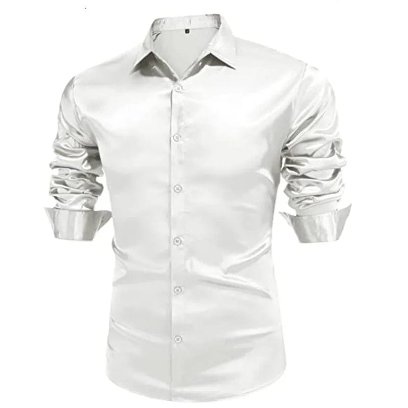Men's shirt Muscular men bright face solid color single breasted long sleeve shirt casual loose exercise woven top - SHOWLU FASHION STORE