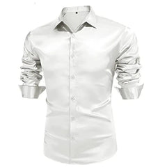Men's shirt Muscular men bright face solid color single breasted long sleeve shirt casual loose exercise woven top - SHOWLU FASHION STORE